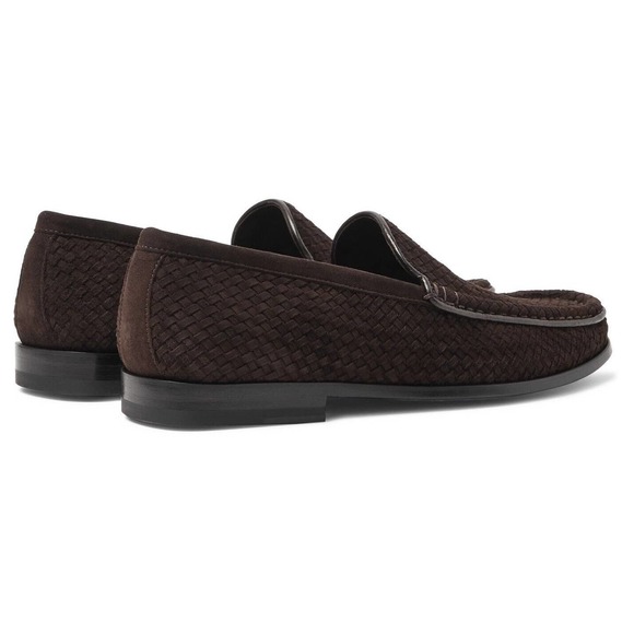 J.M. WESTON Woven Supple Ebony Suede Goatskin Loafers -Brown Size UK 7 / US 8 - Picture 4 of 5